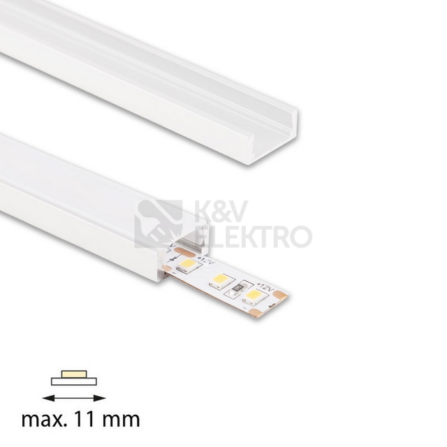 Obrázek produktu Přisazený hliníkový profil bílý PG2 16x8mm s mléčným difuzorem 2m McLED ML-761.312.74.2 2