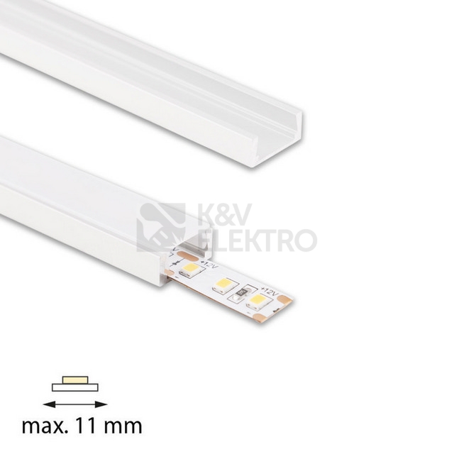 Obrázek produktu Přisazený hliníkový profil bílý PG2 16x8mm s mléčným difuzorem 2m McLED ML-761.312.74.2 1