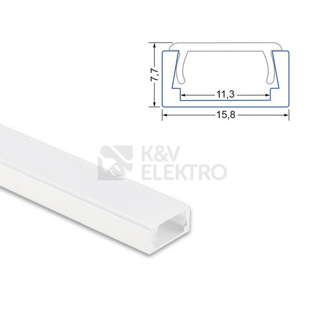 Obrázek produktu Přisazený hliníkový profil bílý PG2 16x8mm s mléčným difuzorem 2m McLED ML-761.312.74.2 4