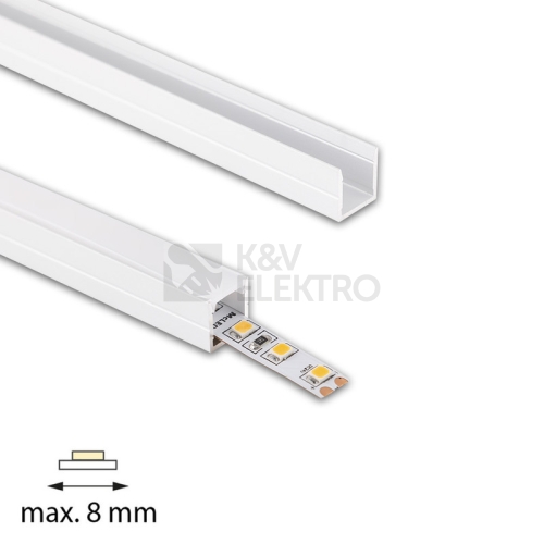 Přisazený hliníkový profil bílý McLED PW 11x11mm včetně mléčného difuzoru 2m ML-761.314.74.2