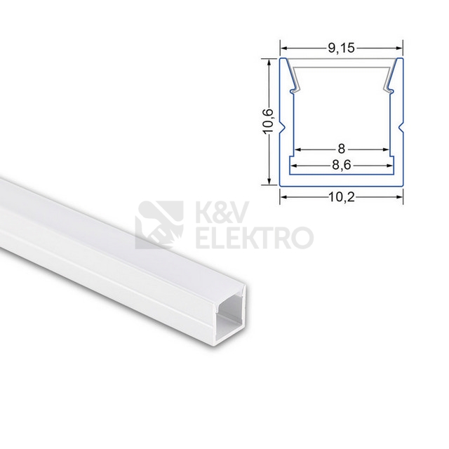 Obrázek produktu Přisazený hliníkový profil bílý McLED PW 11x11mm včetně mléčného difuzoru 2m ML-761.314.74.2 3