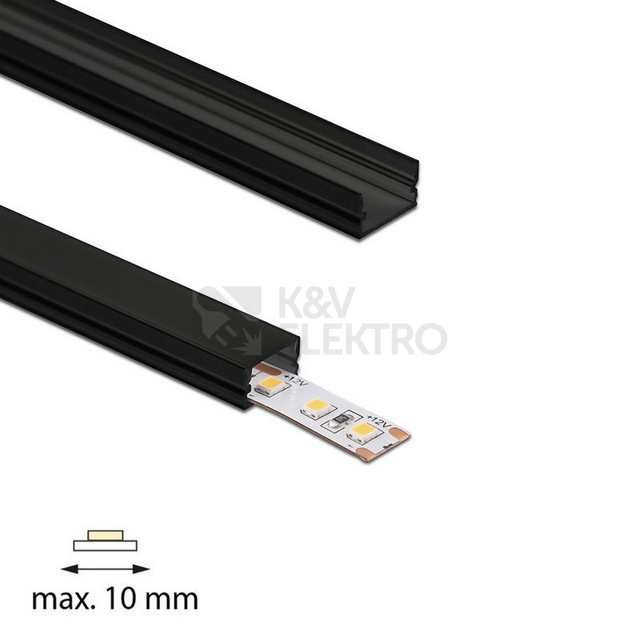 Obrázek produktu Přisazený hliníkový profil černý McLED PM 12x7mm včetně černého difuzoru 2m ML-761.315.74.2 1