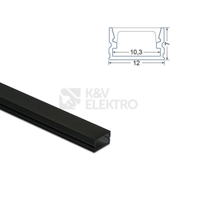 Obrázek produktu Přisazený hliníkový profil černý McLED PM 12x7mm včetně černého difuzoru 2m ML-761.315.74.2 3