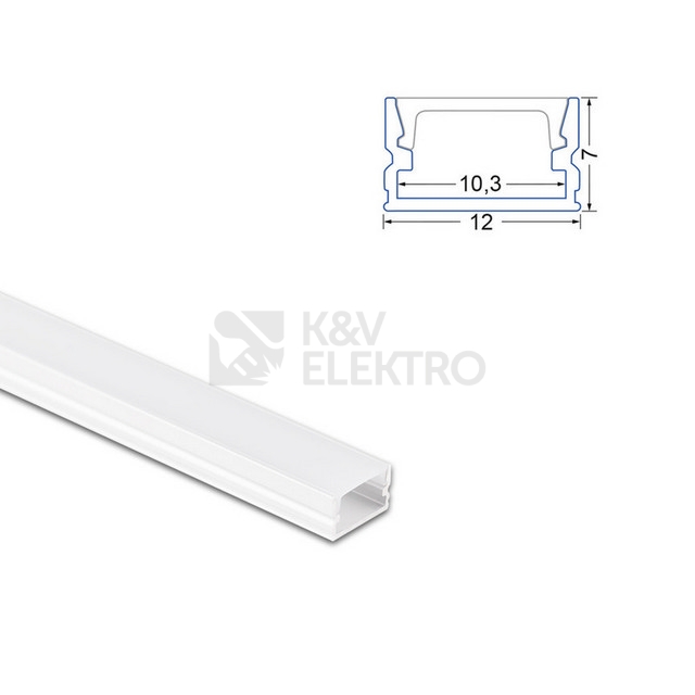 Obrázek produktu Přisazený hliníkový profil bílý McLED PM 12x7mm včetně mléčného difuzoru 2m ML-761.316.74.2 3