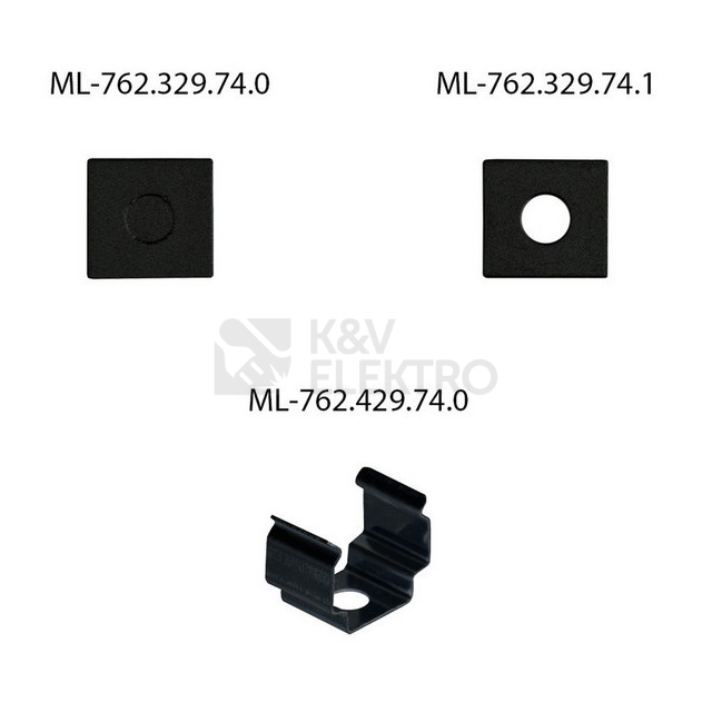 Obrázek produktu Přisazený hliníkový profil černý McLED PW 11x11mm včetně černého difuzoru 1m ML-761.329.74.1 2