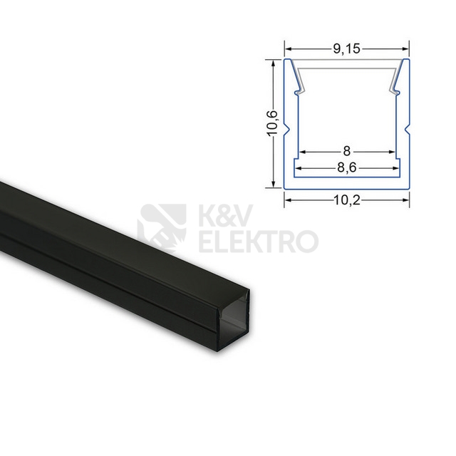 Obrázek produktu Přisazený hliníkový profil černý McLED PW 11x11mm včetně černého difuzoru 1m ML-761.329.74.1 3
