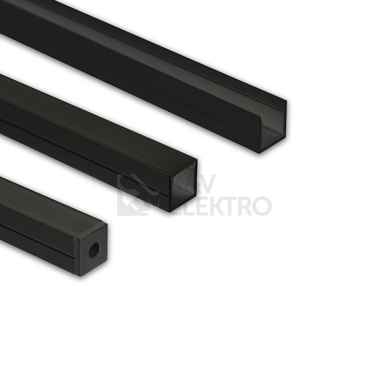 Obrázek produktu Přisazený hliníkový profil černý McLED PW 11x11mm včetně černého difuzoru 1m ML-761.329.74.1 6