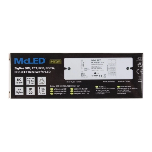 ZigBee přijímač pro ovladače CCT RGB RGBW RGB+CCT McLED ML-917.061.22.0 (obrázek 3)