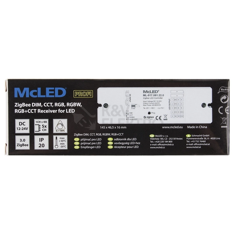 Obrázek produktu ZigBee přijímač pro ovladače CCT RGB RGBW RGB+CCT McLED ML-917.061.22.0 3