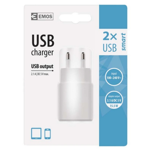 USB nabíječka EMOS SMART V0125 3,1A (15W) max.