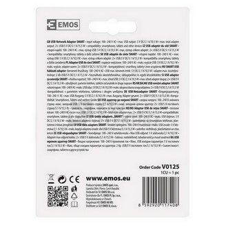 Obrázek produktu USB nabíječka EMOS SMART V0125 3,1A (15W) max. 9