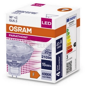 Obrázek produktu LED žárovka GU5,3 MR16 OSRAM 2,6W (20W) neutrální bílá (4000K), reflektor 12V 36° 1