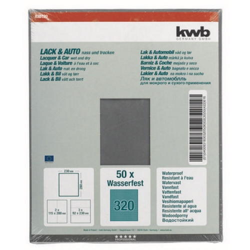 Levně KWB brusný papír voděodolný 230X280mm G320 49830320