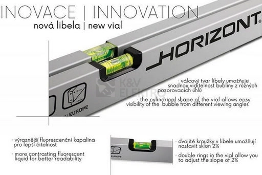 Obrázek produktu Vodováha HORIZONT VVN 1200mm 2 libely 15012 2