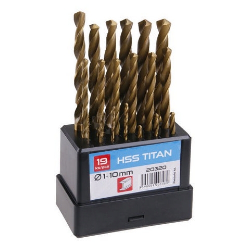 Sada HSS TITAN vrtáků 1-10mm (po 0,5mm) 19ks 20320