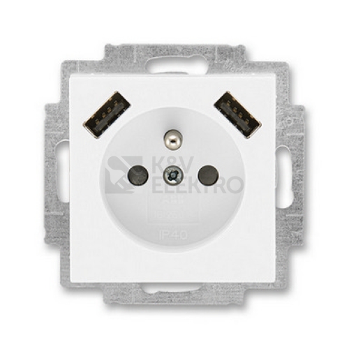ABB Levit zásuvka s nabíječkou 20 MUCB2USB 2x USB-A 2,4A, bílá / bílá
