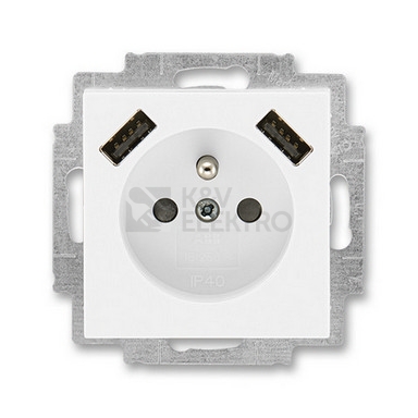 Obrázek produktu ABB Levit zásuvka s nabíječkou 20 MUCB2USB 2x USB-A 2,4A, bílá / bílá 0