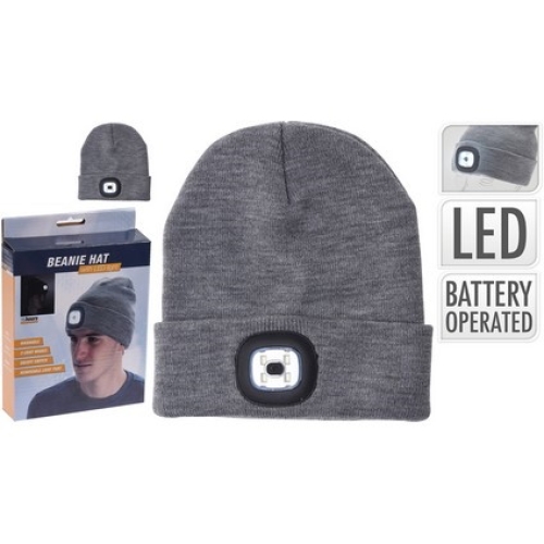 Čepice s LED čelovkou 386369 barva šedá