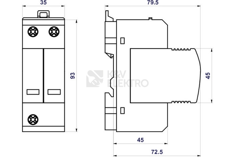 Obrázek produktu Svodič přepětí SPD PV typ 2 HSA PV 600/2 M 2