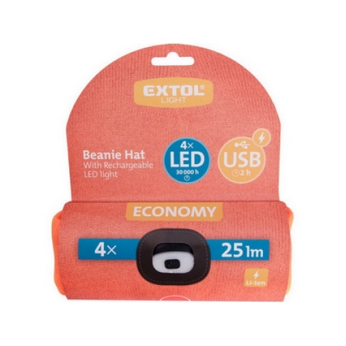 Čepice s LED čelovkou Extol Light 43455 oranžová (obrázek 5)