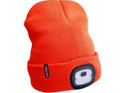 Čepice s LED čelovkou Extol Light 43455 oranžová