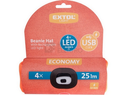 Obrázek produktu  Čepice s LED svítilnou Extol Light 43455 oranžová 4