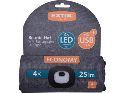 Obrázek produktu  Čepice s LED svítilnou Extol Light 43452 tmavě šedá 3