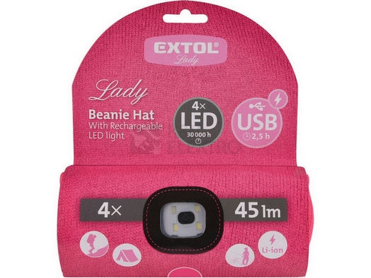 Obrázek produktu Čepice s čelovkou EXTOL LIGHT 43193 růžová 4