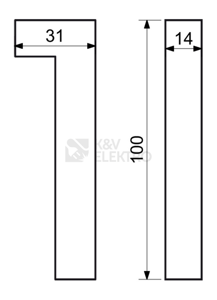 Obrázek produktu Hliníkové domovní číslo v 3D provedení s broušeným povrchem Richter RN.100LV.1.AL.3D 1