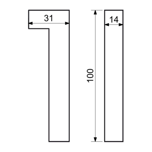 Hliníkové domovní číslo v 3D provedení se strukturovaným povrchem Richter RN.100LV.1.AL.AM.3D