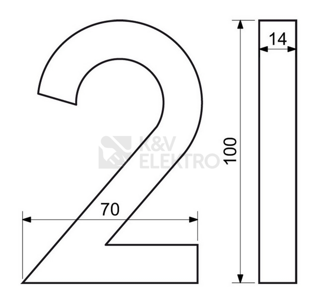 Obrázek produktu Hliníkové domovní číslo v 3D provedení s broušeným povrchem Richter RN.100LV.2.AL.3D 1