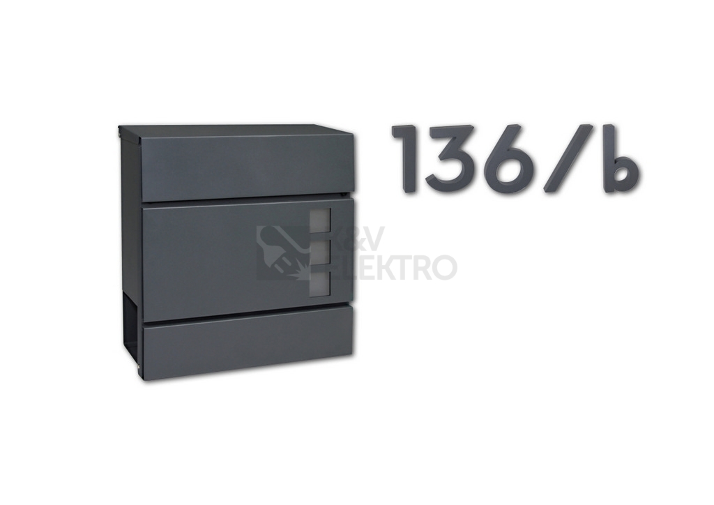 Obrázek produktu Hliníkové domovní číslo v 3D provedení se strukturovaným povrchem Richter RN.100LV.2.AL.AM.3D 3