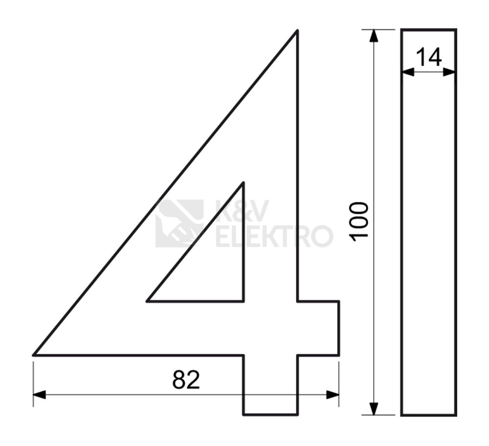 Obrázek produktu Hliníkové domovní číslo v 3D provedení se strukturovaným povrchem Richter RN.100LV.4.AL.AM.3D 1