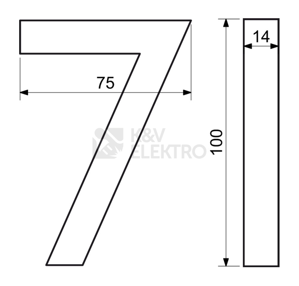 Obrázek produktu Hliníkové domovní číslo v 3D provedení s broušeným povrchem Richter RN.100LV.7.AL.3D 1