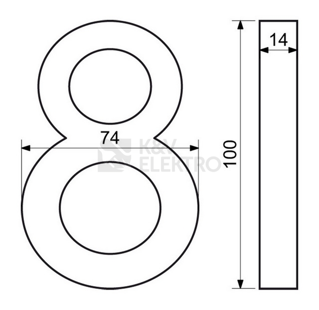 Obrázek produktu Hliníkové domovní číslo v 3D provedení s broušeným povrchem Richter RN.100LV.8.AL.3D 1