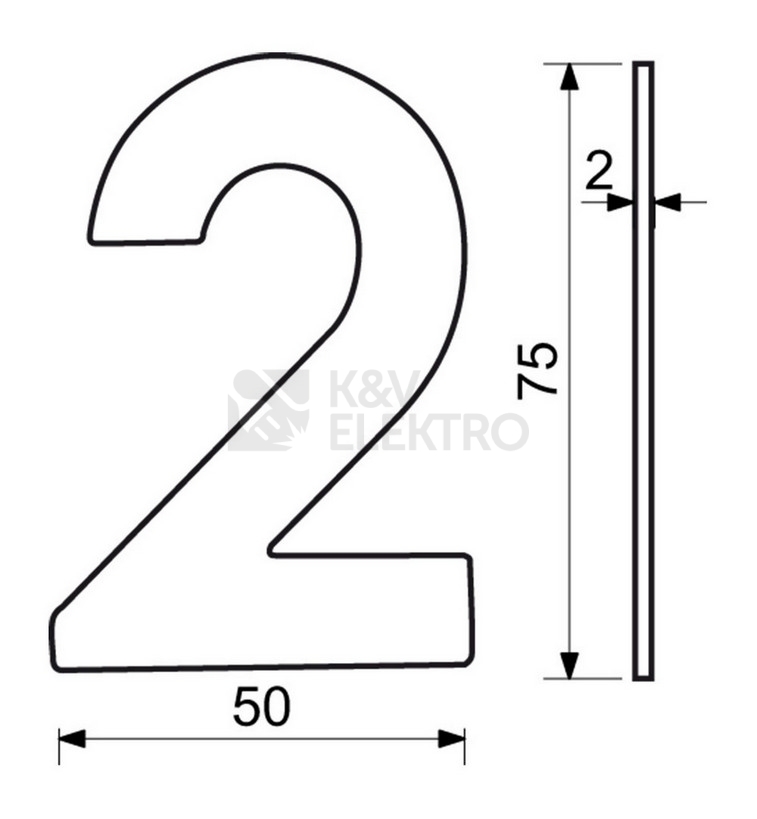 Obrázek produktu Nerezové domovní číslo v plochém 2D provedení Richter RN.75L.2.CE 1
