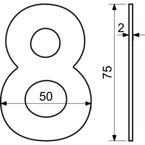 Nerezové domovní číslo v plochém 2D provedení Richter RN.75L.4.N (obrázek 3)