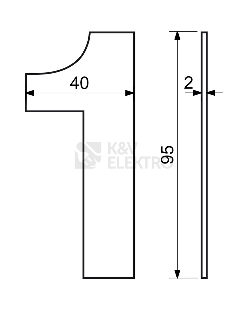 Obrázek produktu Nerezové domovní číslo v plochém 2D provedení Richter RN.95L.1.CE 1