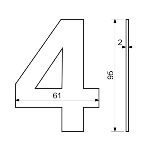 Nerezové domovní číslo v plochém 2D provedení Richter RN.95L.4.CE (obrázek 2)