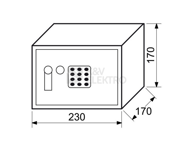 Obrázek produktu Ocelový sejf s elektronickým zámkem, číselnou klávesnicí a páčkou k otevření Richter RS.17.EDK 3