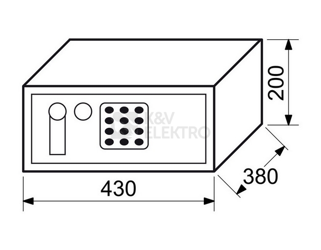Obrázek produktu Ocelový sejf s elektronickým zámkem, číselnou klávesnicí a páčkou k otevření Richter RS.20.EDK.LAP 3