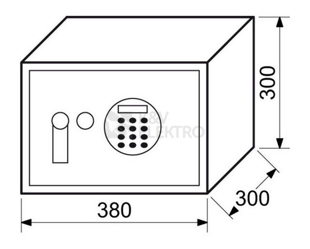 Obrázek produktu Ocelový sejf s elektronickým zámkem s alarmem, podsvíceným LCD displejem a páčkou k otevření Richter RS.30R.LA 3