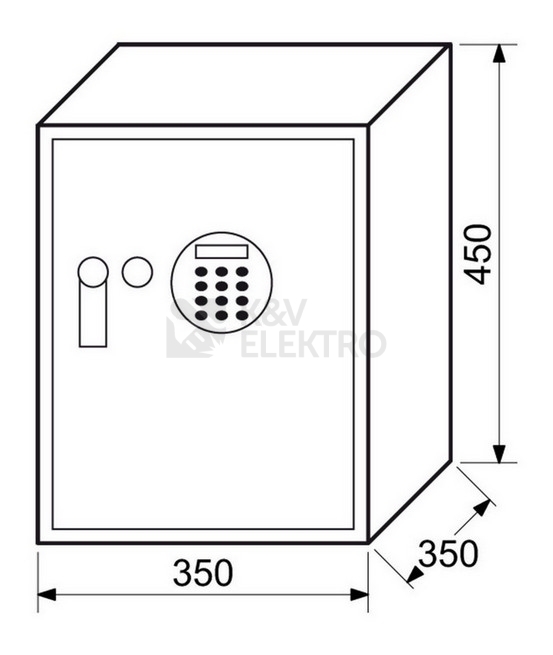 Obrázek produktu Ocelový sejf s elektronickým zámkem s alarmem, podsvíceným LCD displejem a páčkou k otevření Richter RS.45R.LA 3
