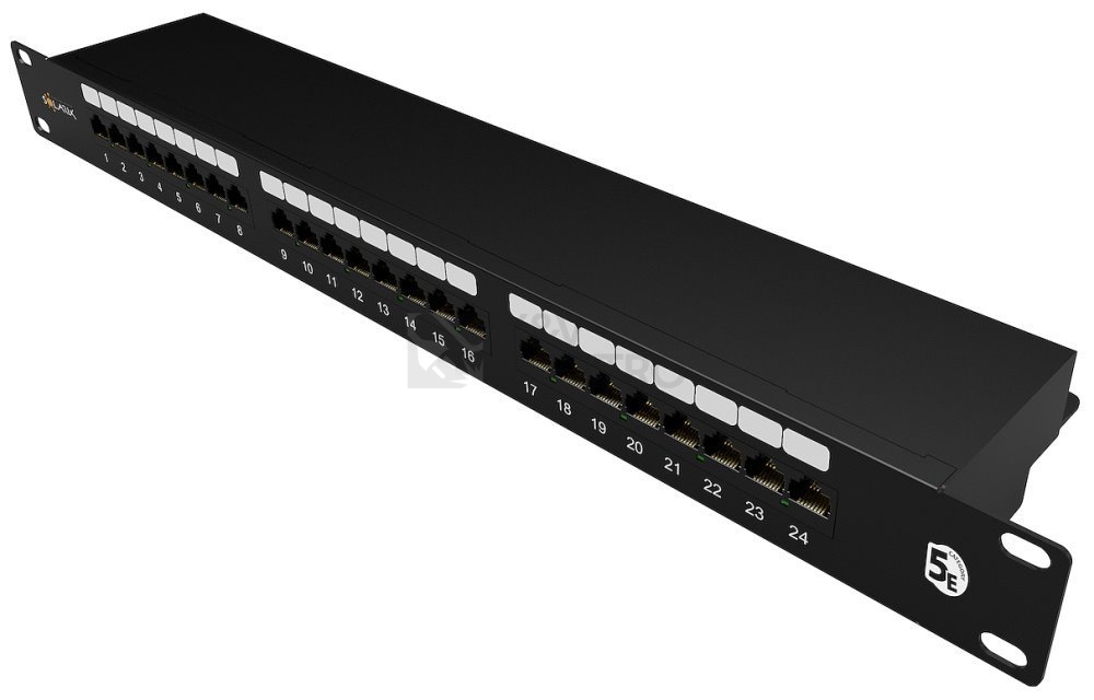 Obrázek produktu Patch panel Solarix SX24-5E-STP-BK-N 24x RJ45 CAT5E STP 1U s vyvazovací lištou 1