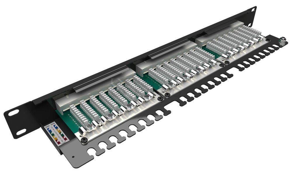 Obrázek produktu Patch panel Solarix SX24-5E-STP-BK-N 24x RJ45 CAT5E STP 1U s vyvazovací lištou 3