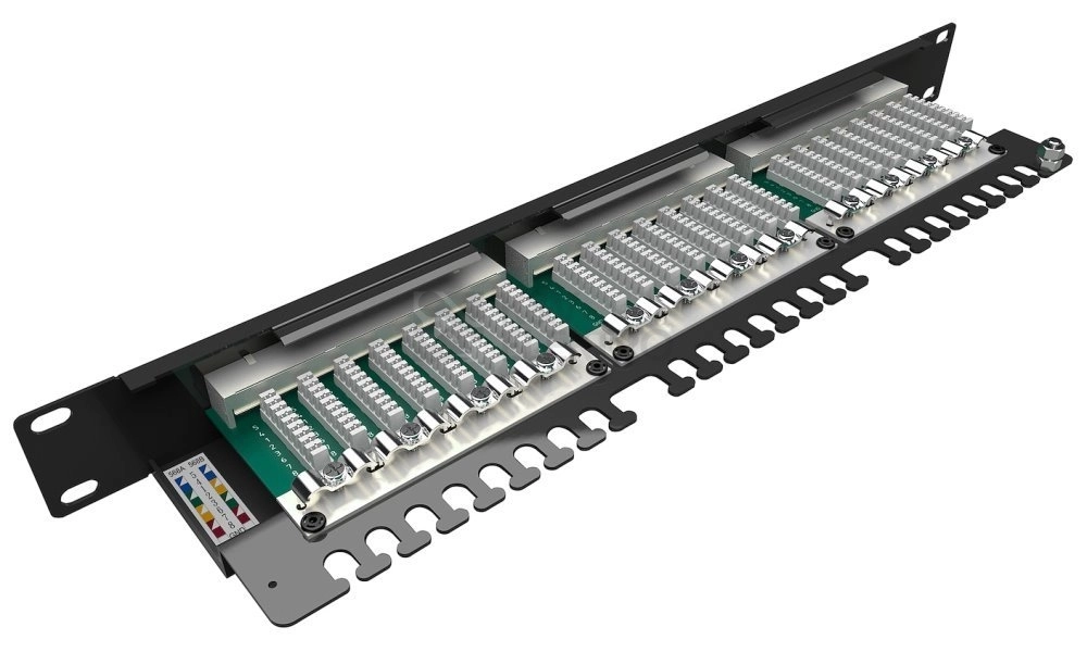 Obrázek produktu Patch panel Solarix SX24-5E-STP-BK-N 24x RJ45 CAT5E STP 1U s vyvazovací lištou 3
