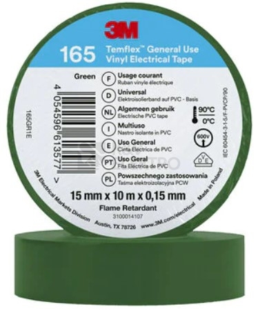 Obrázek produktu Izolační páska 3M TEMFLEX 165 15mm x 10m zelená 0