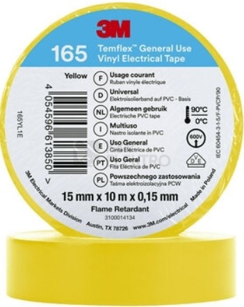 Obrázek produktu Izolační páska 3M TEMFLEX 165 15mm x 10m žlutá 0