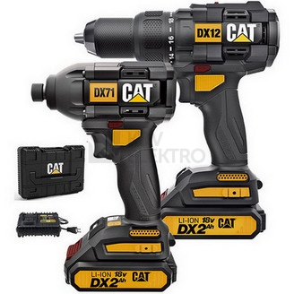 Obrázek produktu  Aku příklepová vrtača + rázový šroubovák 18V bezuhlíkové 2x aku 2Ah CATERPILLAR DX12K 2