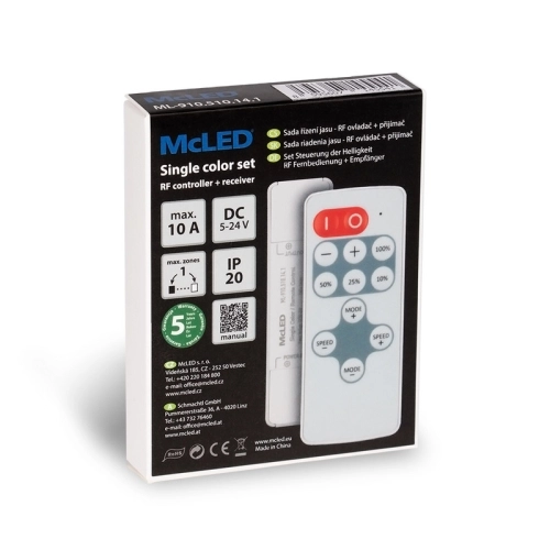 Ovládání LED pásku McLED ML-910.510.14.1 RF Nano pro jednobarevné LED pásky ovladač + přijímač (obrázek 3)